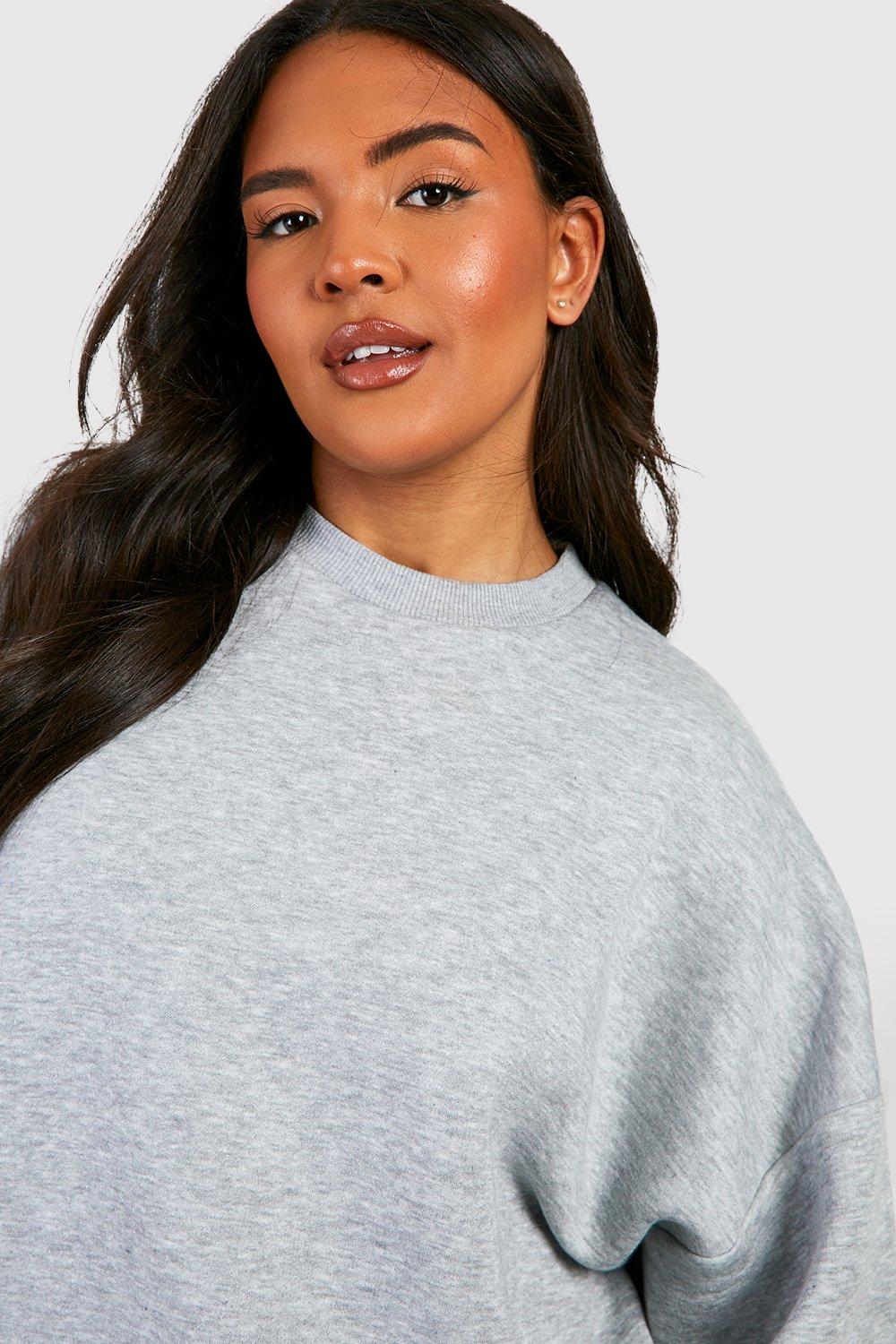 Ash Grey Plus Oversized Basic Sweatshirt